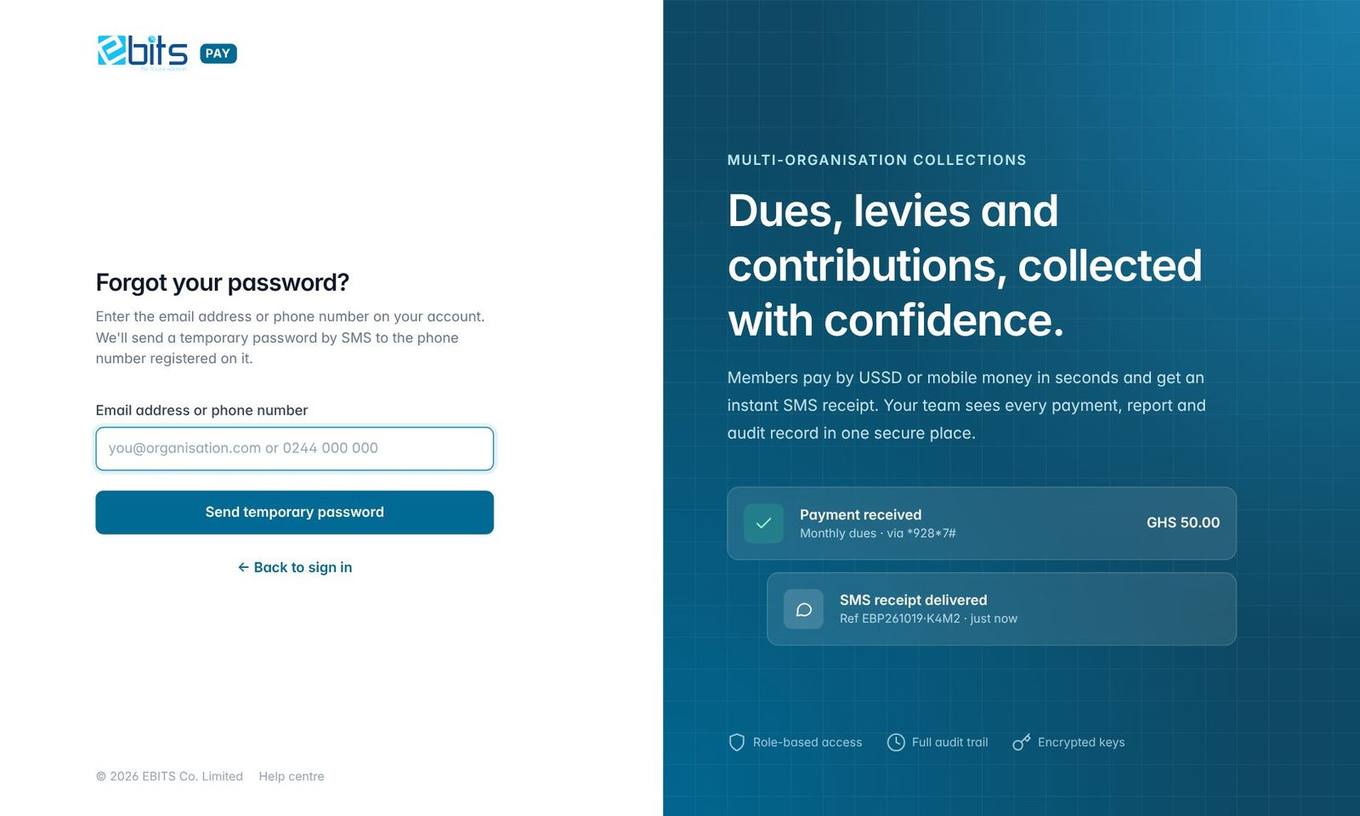 Forgot password: enter your email or phone.